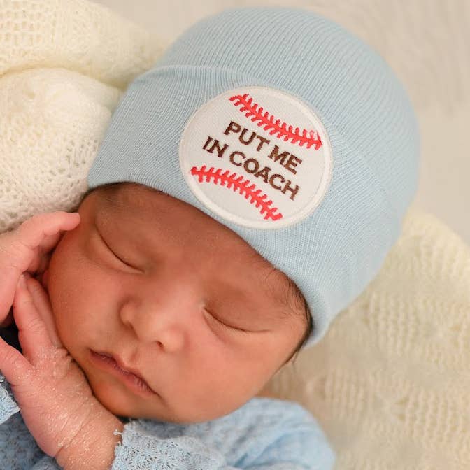 www.ilybean.com - Wholesale Newborn/Knit Hat - Baby - Put Me In Coach Baby Baseball Hat Newborn Baby Hospital Hat 1