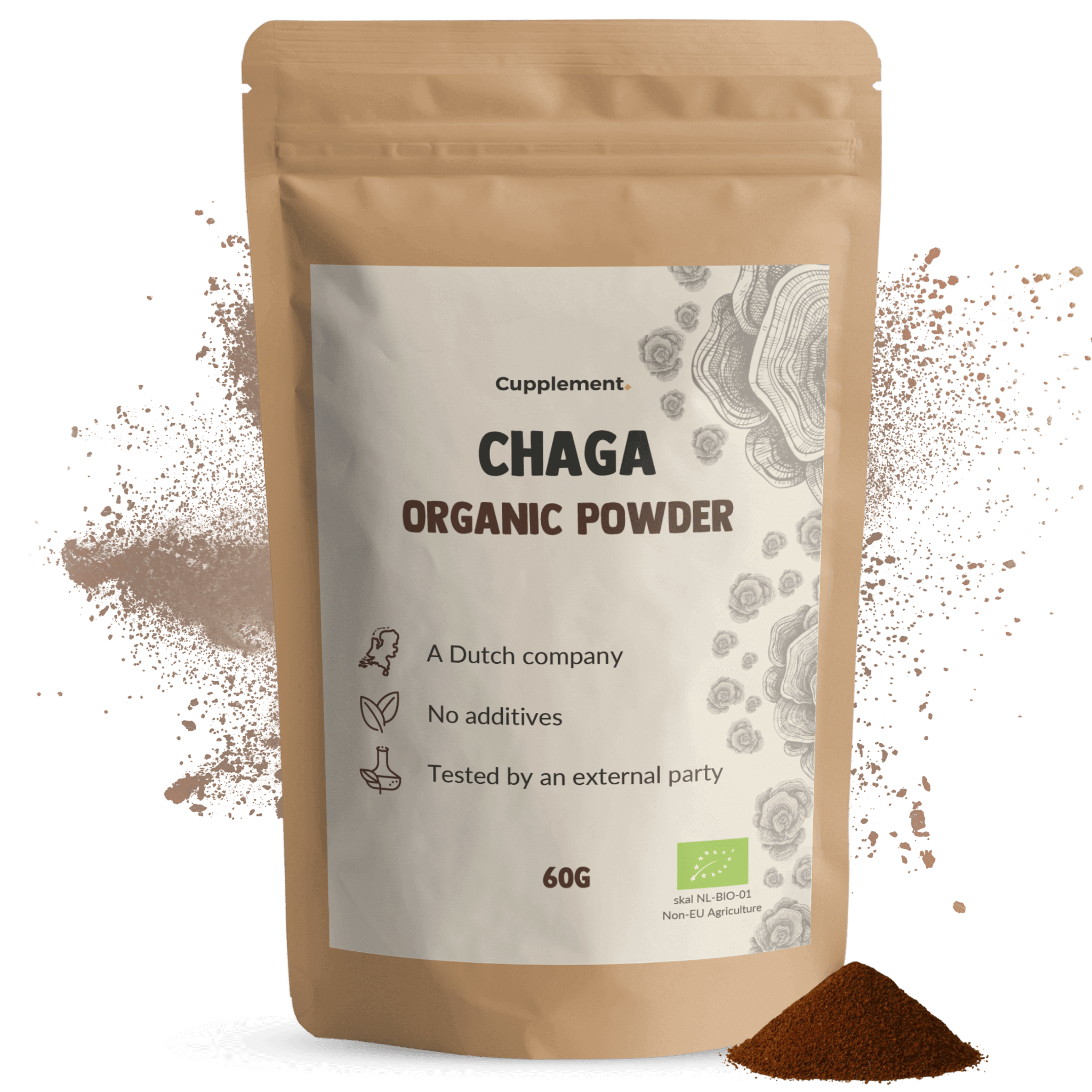 Cupplement b.v. – wholesale Protein/superfood powder – Chaga Powder Organic  60 Grams0