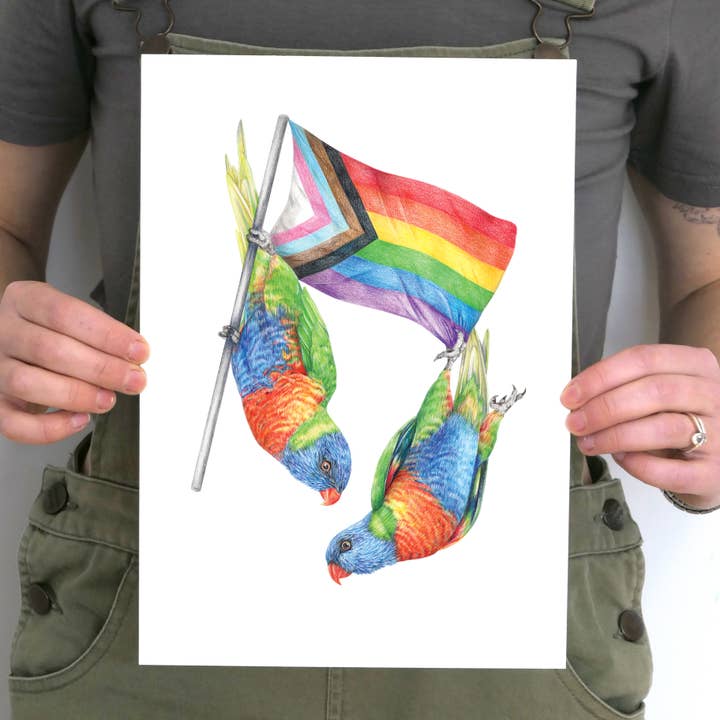 Kayla Reay Design - Wholesale Art print - LGBT+ Queer Pride Rainbow Lorikeets Art Print