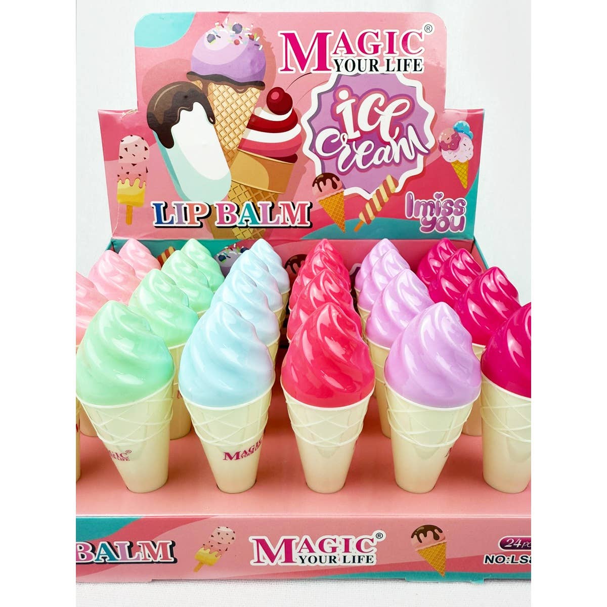 MIX COLOR Ice Cream Scented Lip Balm for wholesale on Faire4