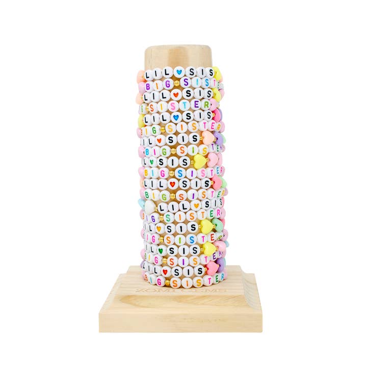 Tiny Treats and ZOMI GEMS - Wholesale Beaded Bracelet - Kids - Big Sis/Lil Sis Hearts Bracelet Tower