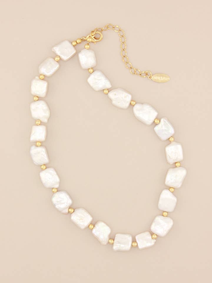 Flat Square Pearl Choker for wholesale by Cara O Sello Brand