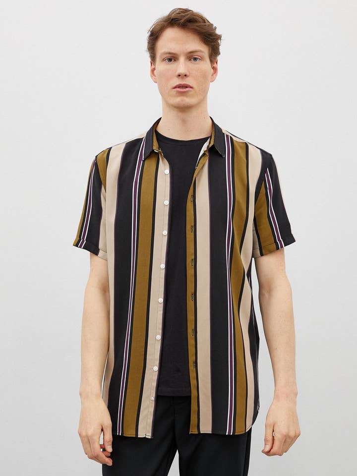 Koton Striped Men's Short Sleeve Shirt for wholesale by KOTON