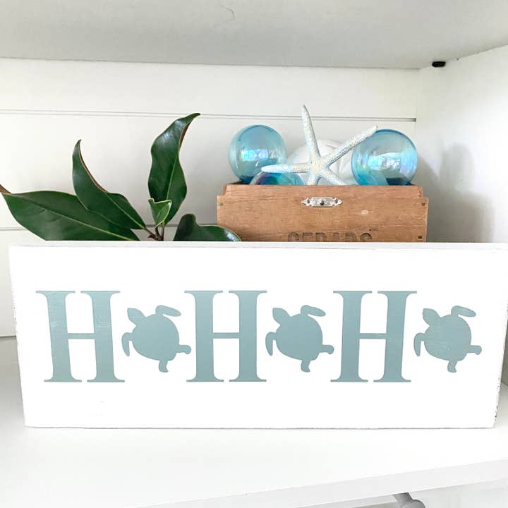 Cartel navideño de playa Ho Ho Ho con forma de tortuga marina, regalo costero para playa para venta al por mayor de Anchored Soul Designs