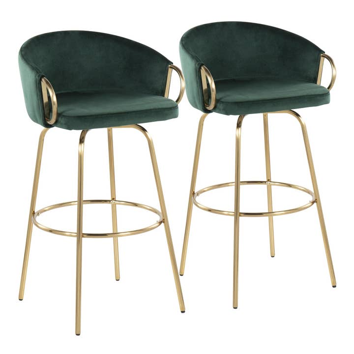 Claire 30" Fixed Height Barstool Gold - Set of 2 for wholesale by LumiSource and Grandview Gallery