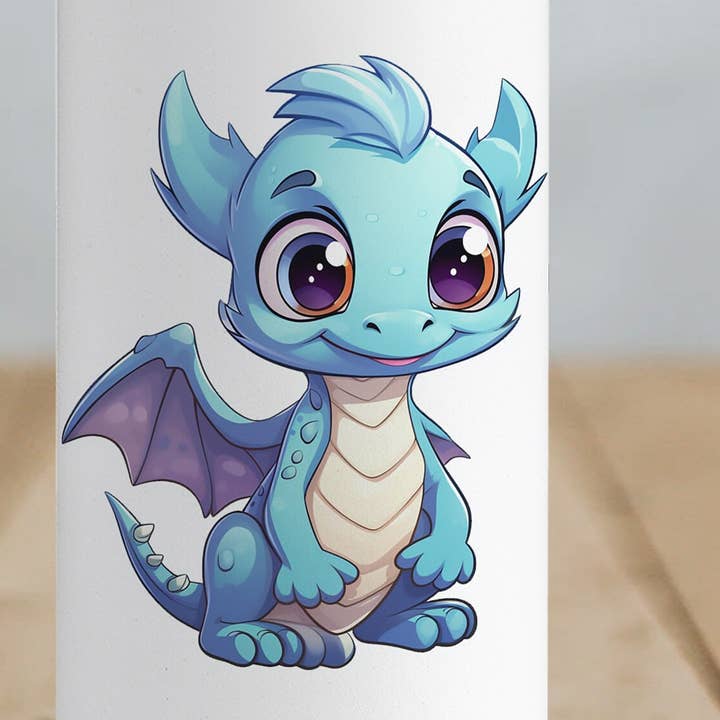 Baby Dragon Sticker-Cartoon, Blue for wholesale by Ozark Sticker Company