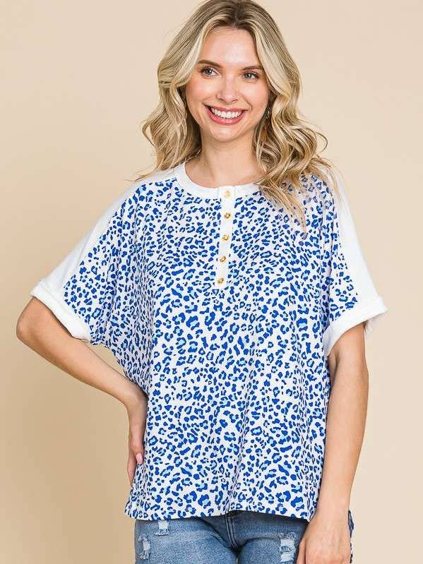 CJT1446P - CREW NECK OVERSIZE BUTTON UP TOP for wholesale by Culture Code