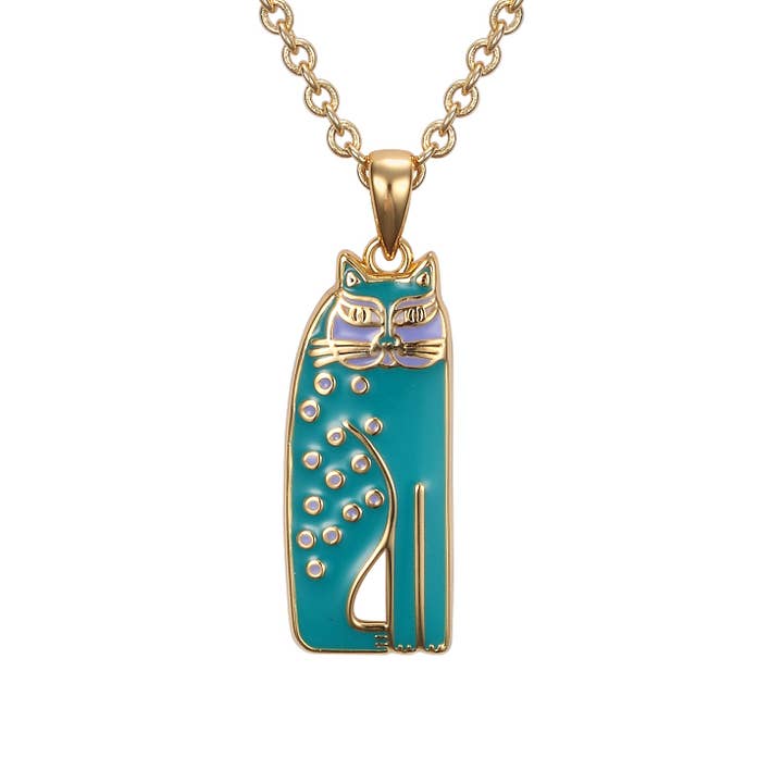 Laurel Burch Studios - Wholesale Pendant/Charm Necklace - Siamese Cat Necklace - Teal