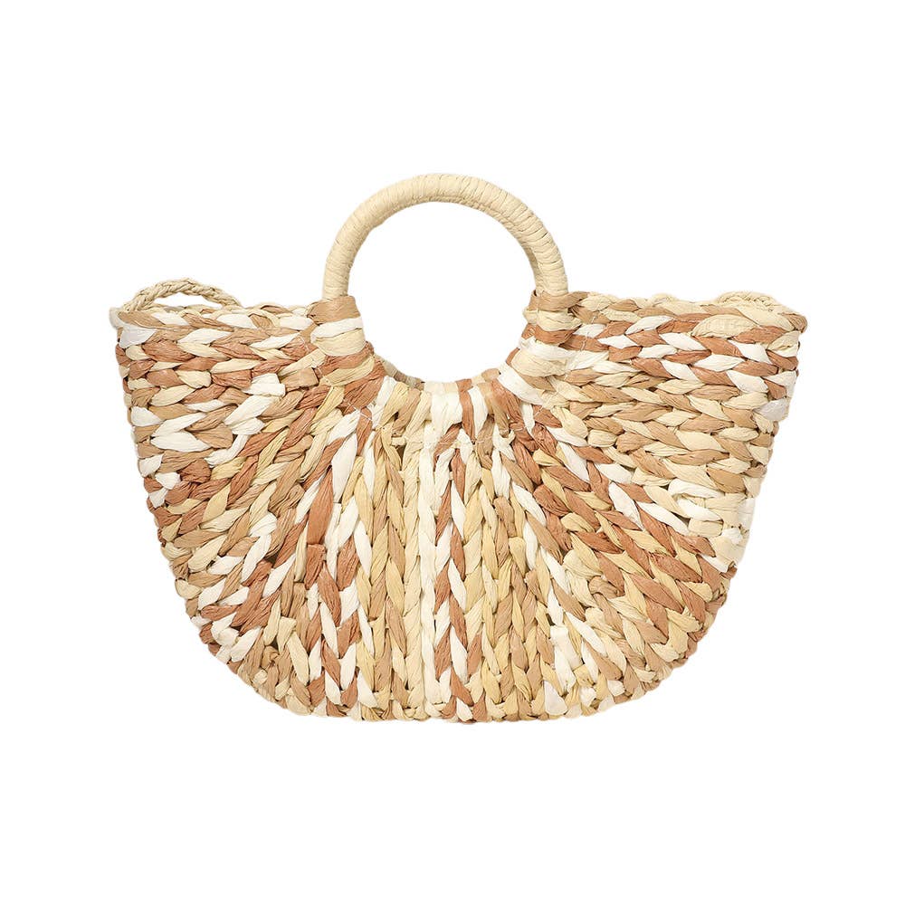 Sensibling Corp. - Venta al por mayor Bolso con asas - Mujer - Bolso de Mano de Yute con Asa Redonda de Tejido Multicolor / Bolso de Mano1