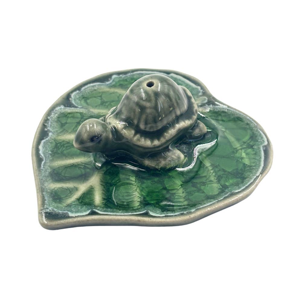 Earths Elements Wholesale - Wholesale Incense Holder - Turtle on Leaf Ceramic Incense Holder - Assorted3