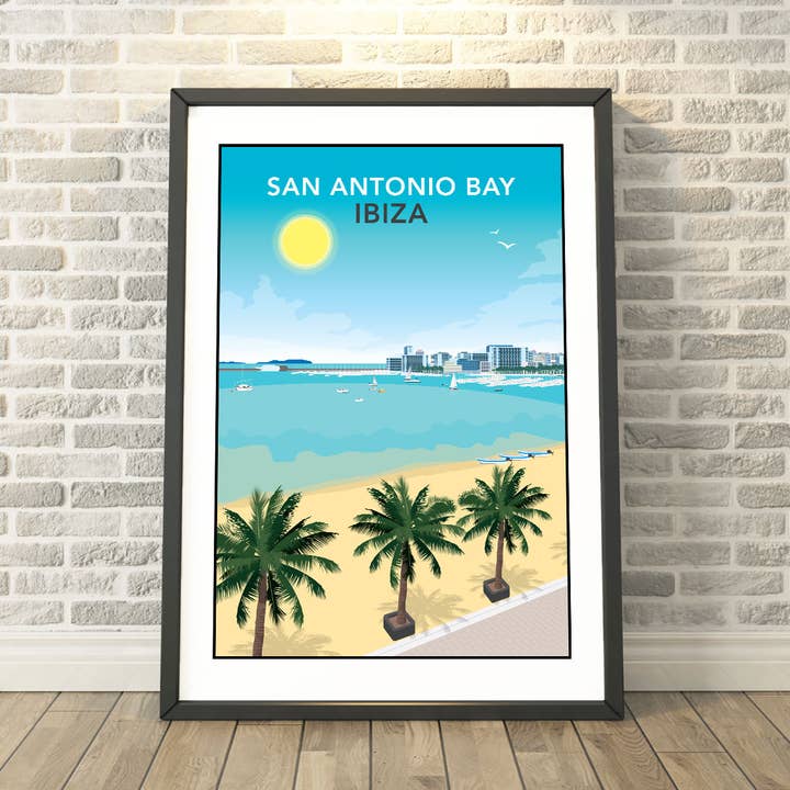 San Antonio-bugten, Ibiza Print, Viskestykke, Kort & Gaver for engroshandel hos Tabitha Mary