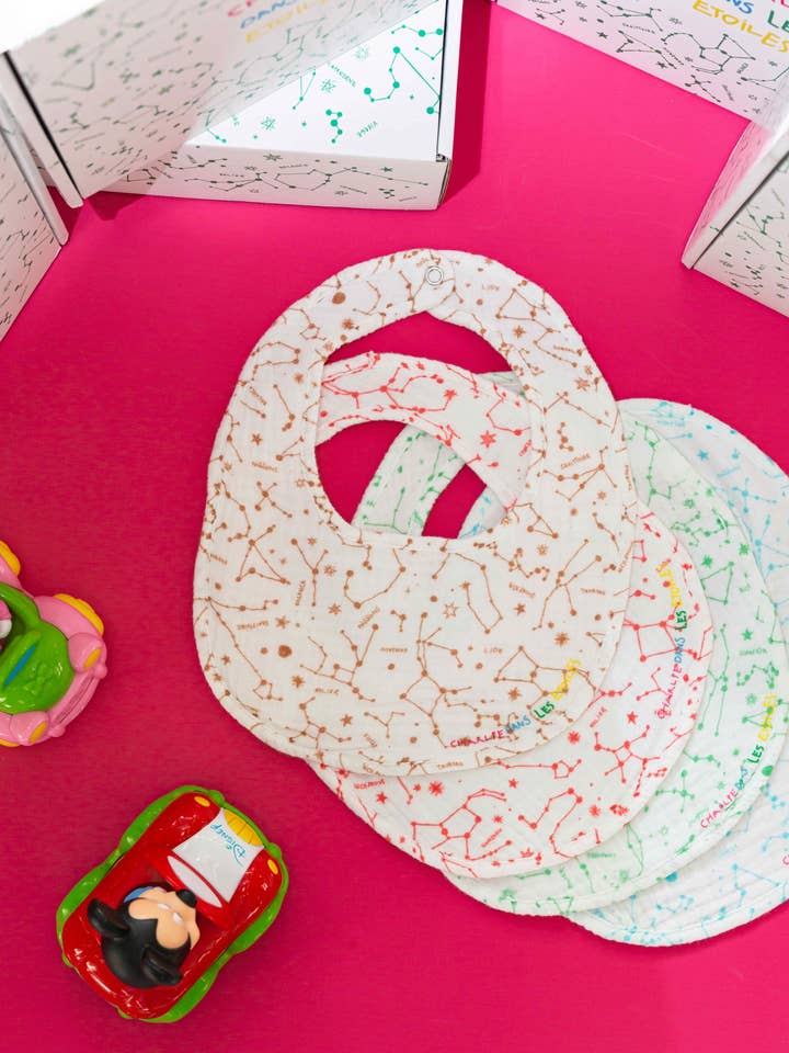 Æske med 4 savlesmække med stjernebilleder for engroshandel hos charlie dans les étoiles