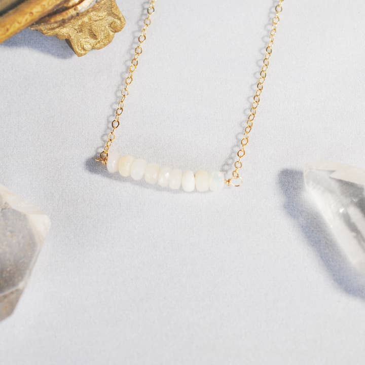 Opal Beaded Gem Bar Necklace for wholesale by Seaflowerjewelry