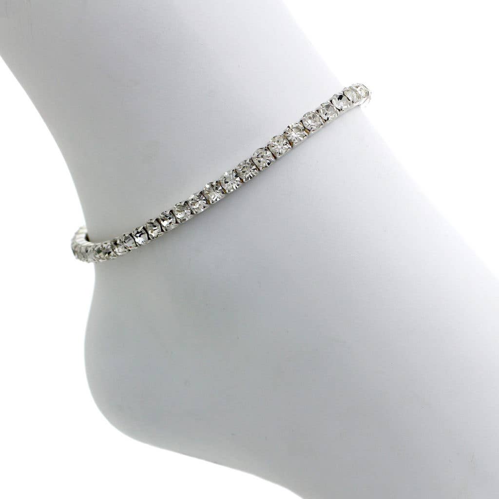 Western Fashion - Wholesale Anklet - Rhinestone Stretchy Anklet - 1 row2