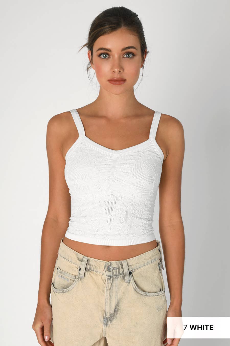 NIKIBIKI - Venta al por mayor Jersey corto de punto - Mujer - NS8318 - Top de encaje con cuello en V28