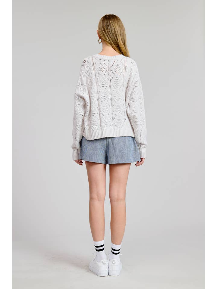 FLAT WHITE - Wholesale Knit Sweater - Women's - Lisa Cable Sweater Top 3