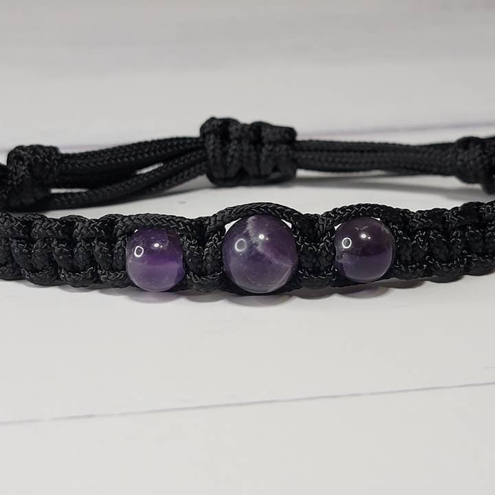 Amethyst Gemstone Adjustable Braided Friendship Bracelet for wholesale by Jack Of All Braids
