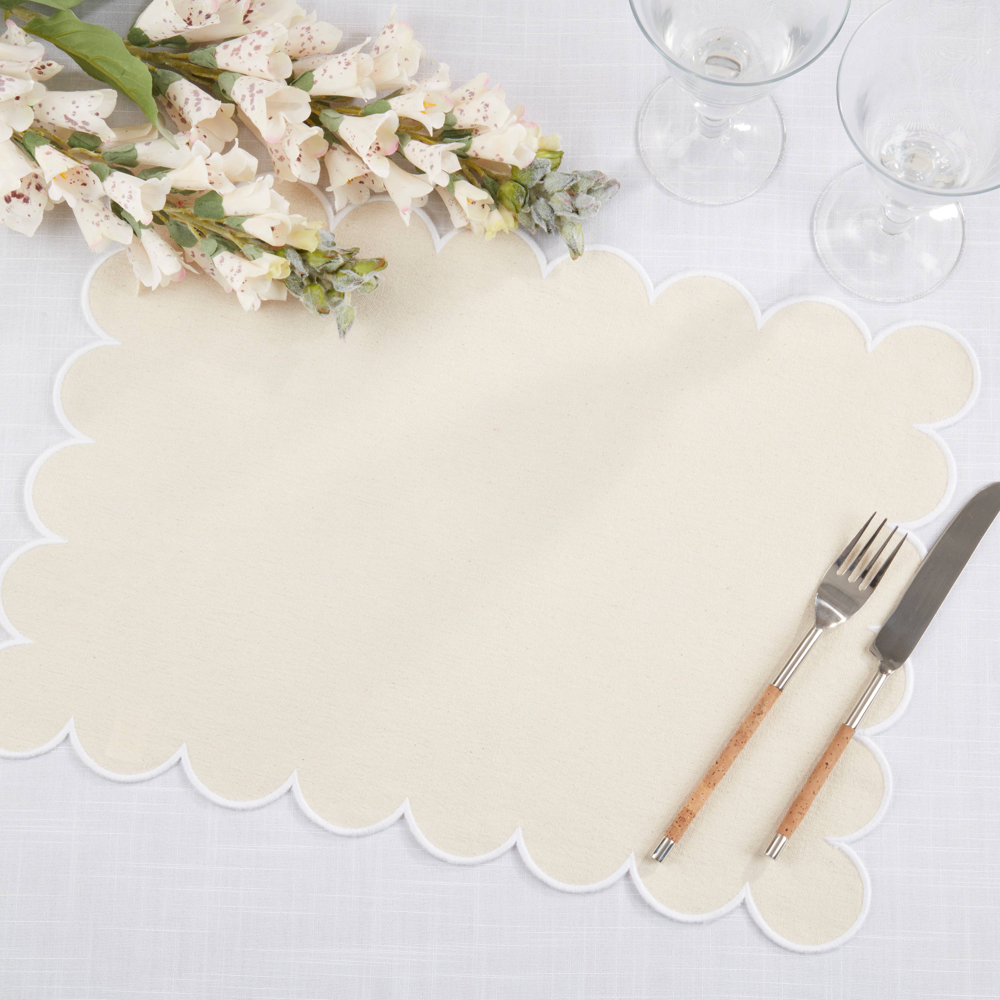 Saro Lifestyle – wholesale Placemat – Cotton Scalloped Placemat12