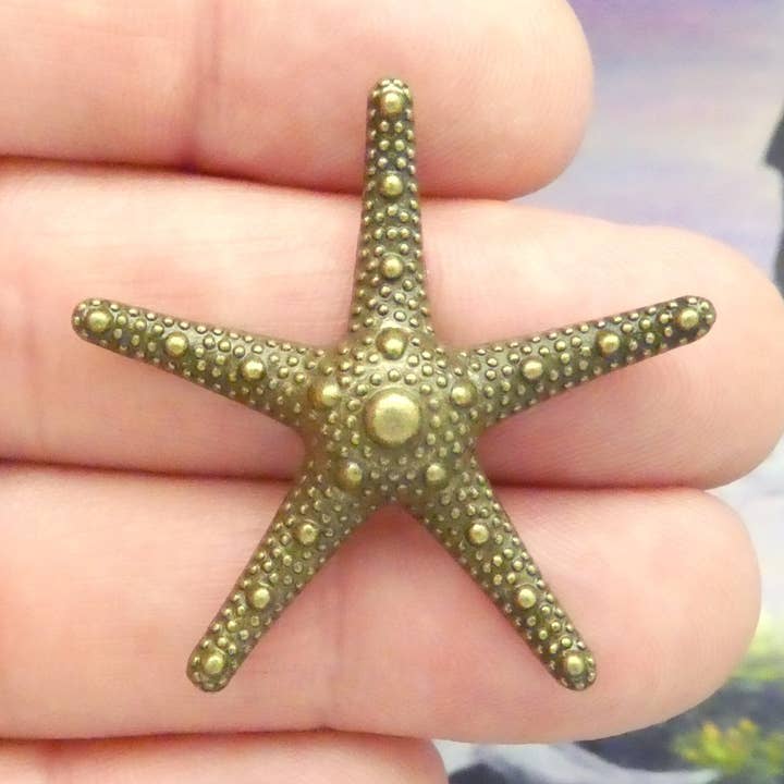 6 Bronze Starfish Charm Pendant 35x37mm by TIJC SP1182 for wholesale by Treasure Island