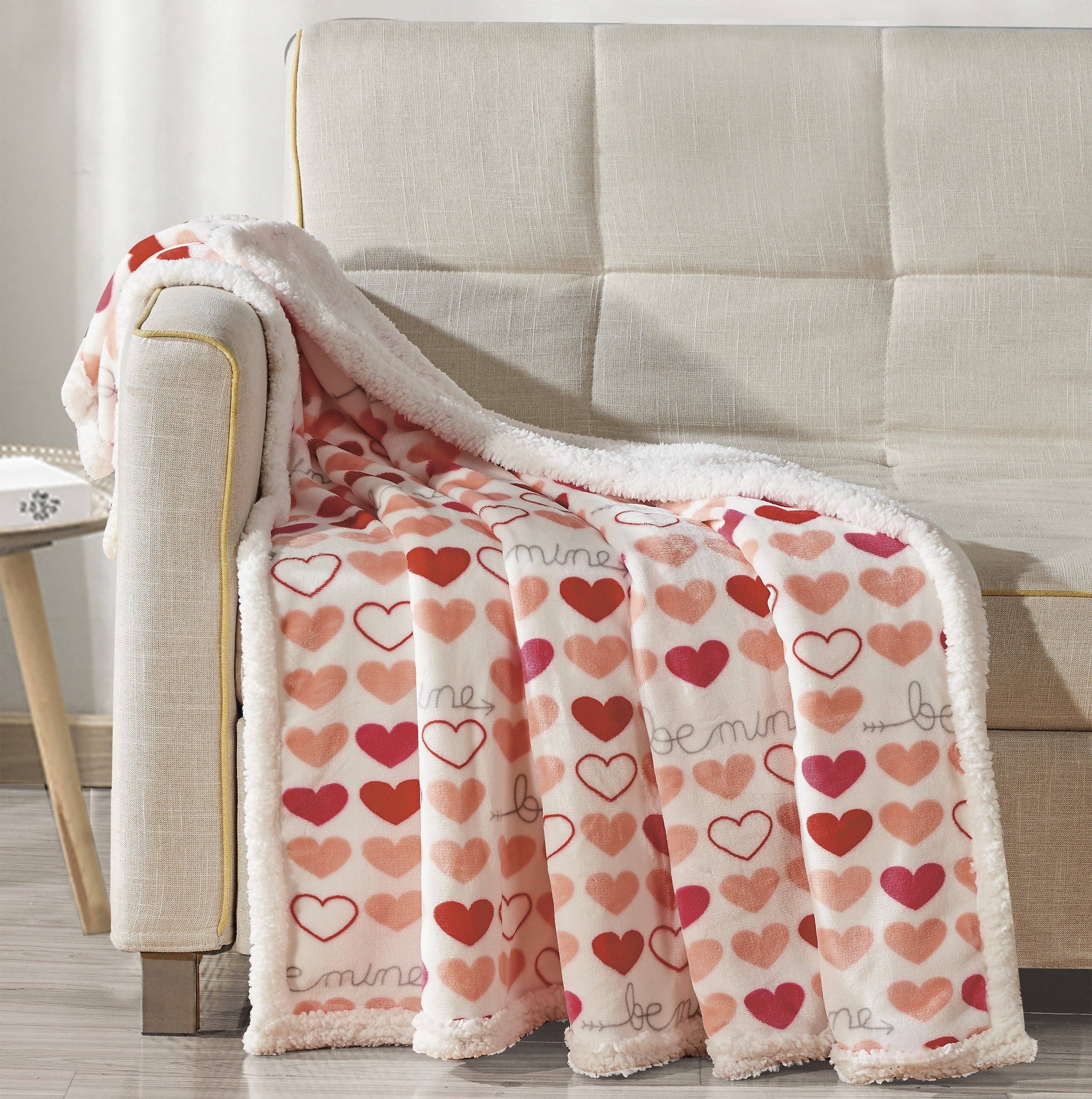 Elegant Comfort - Wholesale Throw Blanket - Elegant Comfort 50" x 60" Valentine Inspired Sherpa Back Throw0