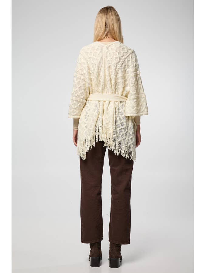 SAACHI - Vendita all'ingrosso Kimono - Donna - Ruana con frange a cavo5