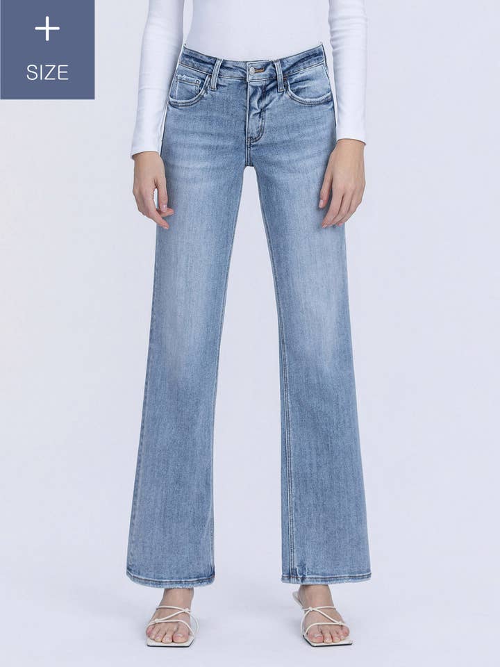 UBESTRIDELIG SLIM BREDE JEANS I STORE STØRRELSER MED MAVEKONTROL MED MELLEMHØJDE LV1358-P for engroshandel på Faire