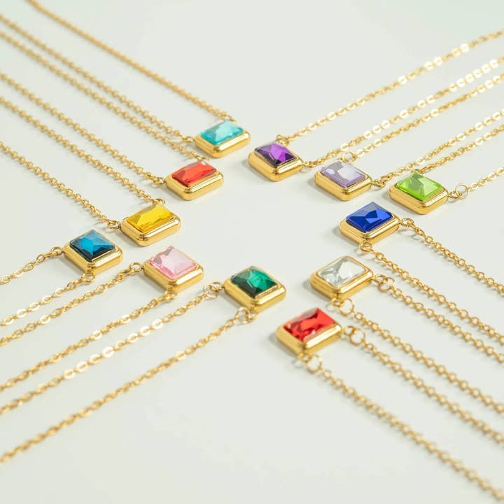 WJW - Wholesale Individual Charm/Pendant - 18K Gold PVD Emerald Birthstone Connector Charm 11mm12