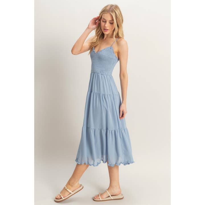 HYFVE - Vente Robe – femme - Robe midi à volants en mousseline avec corsage smocké HF25A760