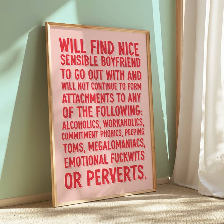 Bridget Jones Inspired Quote – Funny Statement Print for wholesale by Colourful Life