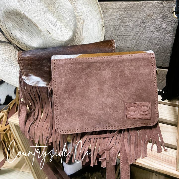 Texas Western Cowhide Bags and More - Wholesale Crossbody Bag - Women's - Sadie Cowhide and Suede Fringe Western Chic Purse, Crossbody3