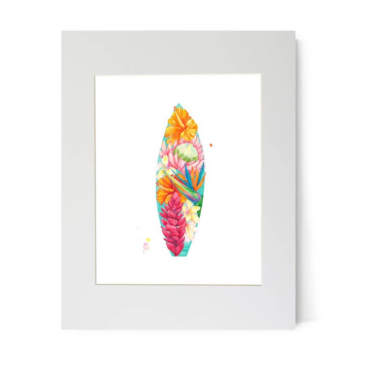 Floral Surfboard Print for wholesale by Lauren Roth Art