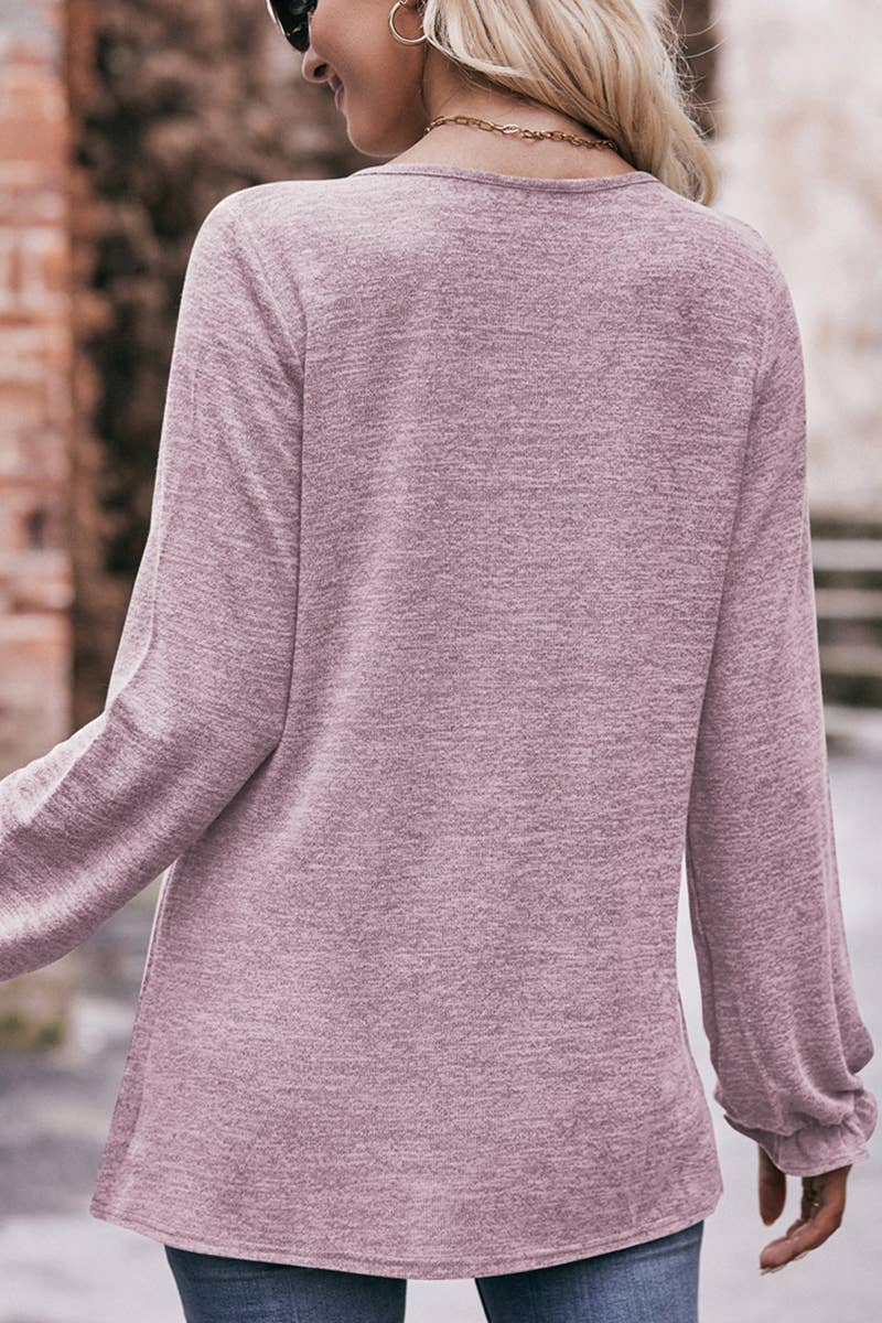 Lily Clothing - Wholesale Knit Top - Women's - WOMEN OVERSIZED LOOSE FIT SHIRRED PULLOVER TOP_CWTTL09407