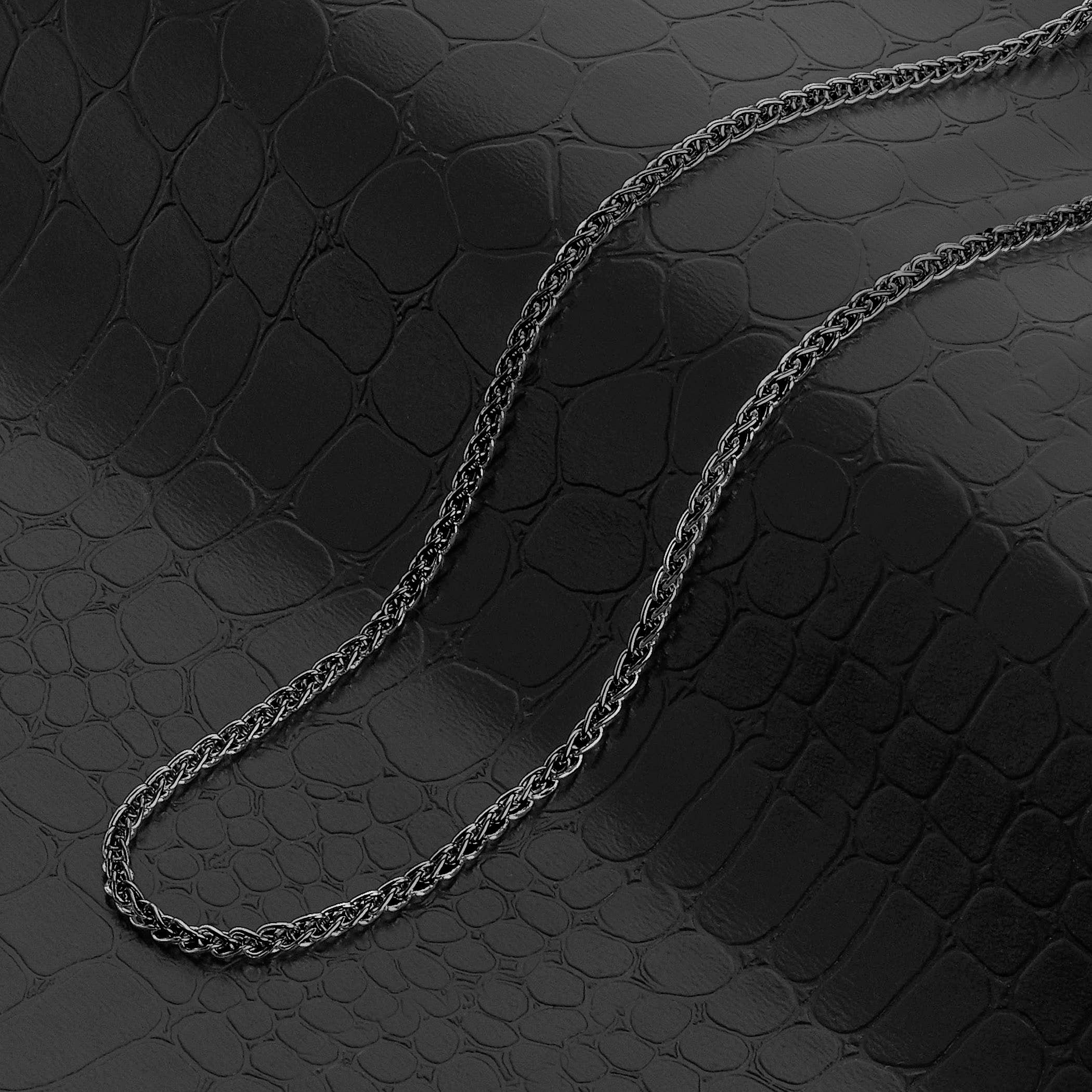 West Coast Jewelry - Wholesale Link & Chain Necklace - Black Plated Stainless Steel Spiga Necklace (3mm) - 24"2