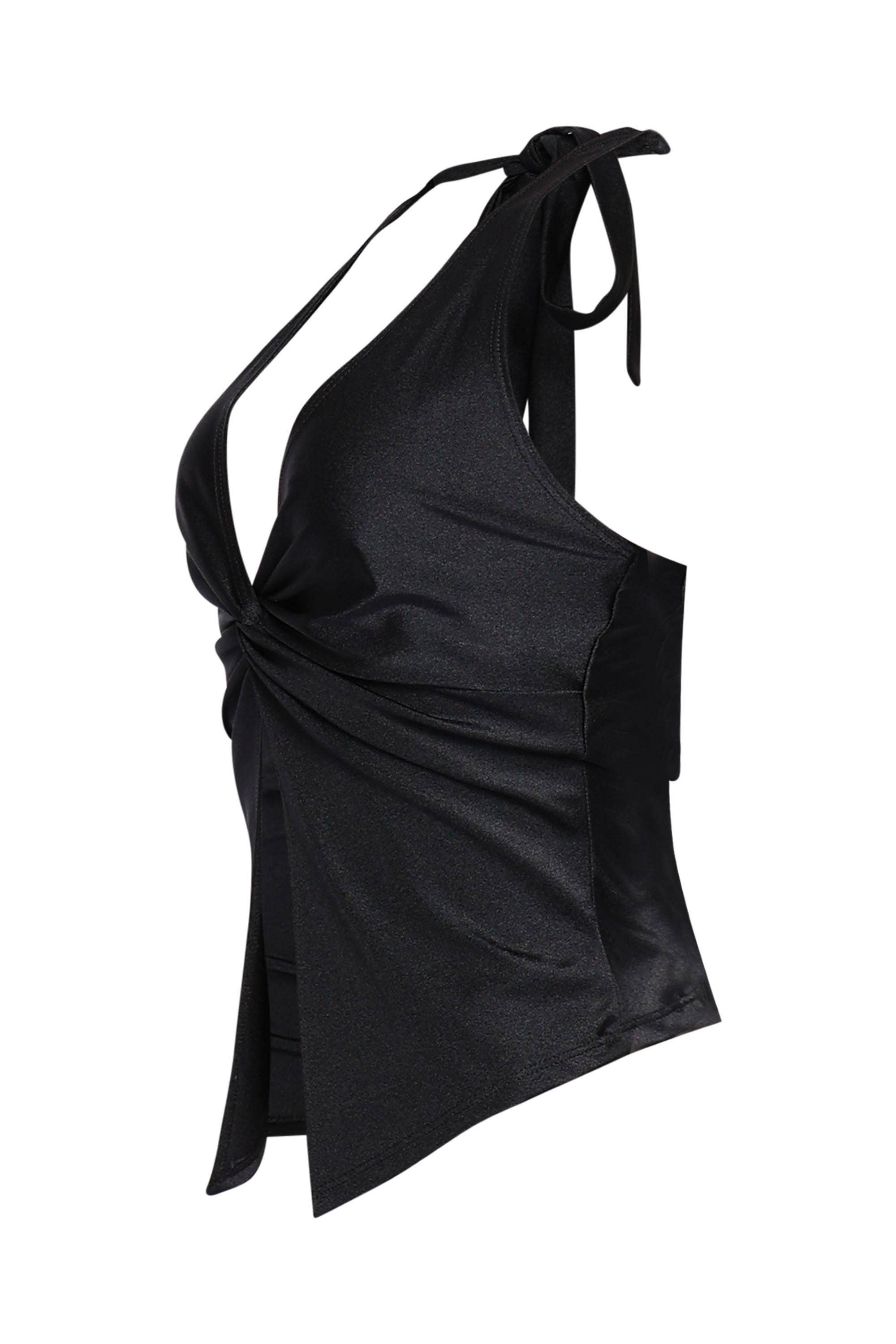 K Too - Wholesale Tank Top - Women's - NYLON HALTER TOP WITH KNOTTED FRONT2