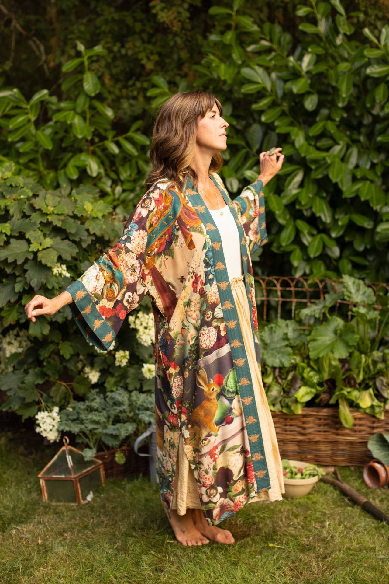 Market of Stars (Worldwide) - Wholesale Kimono - Women's - Stay Gold Opera Duster Kimono Robe w/ Rabbit & Bees26