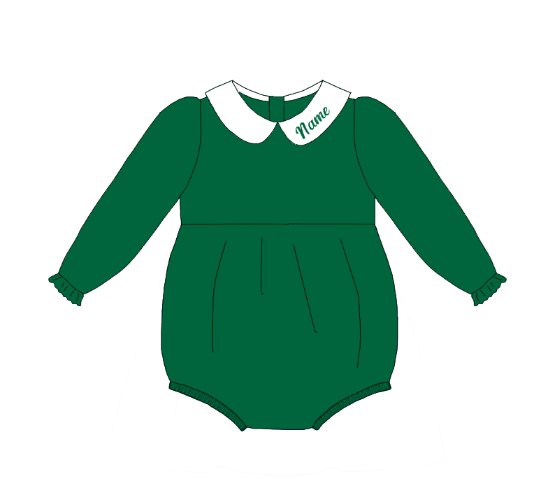 Auraquise - Vente Ensemble de vêtements – bébé - Vêtements de Noël personnalisés pour frères et sœurs en velours côtelé vert – Broderie de nom personnalisée9