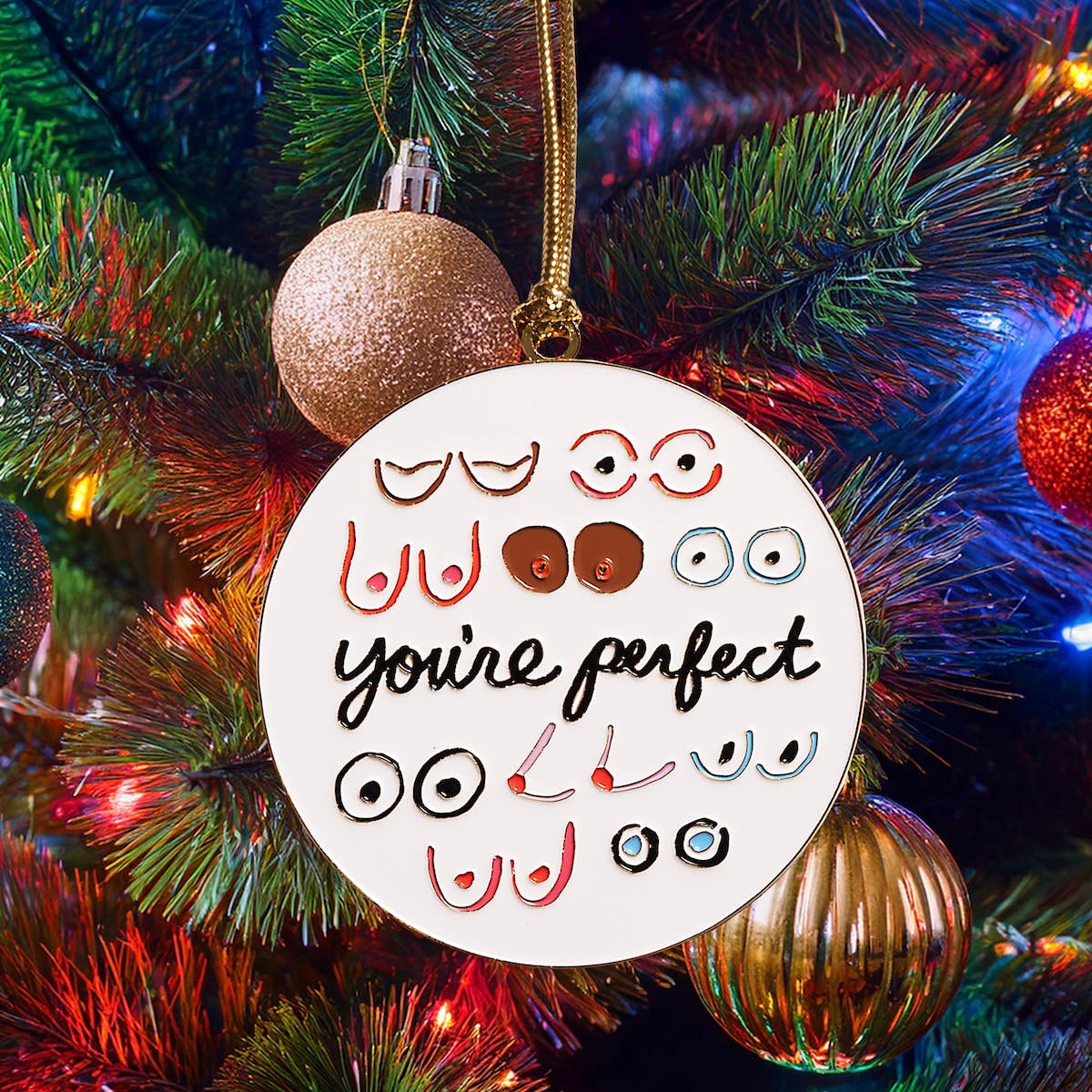 THE FOUND - Wholesale Ornament - Boobs You're Perfect Enamel Holiday Ornament1