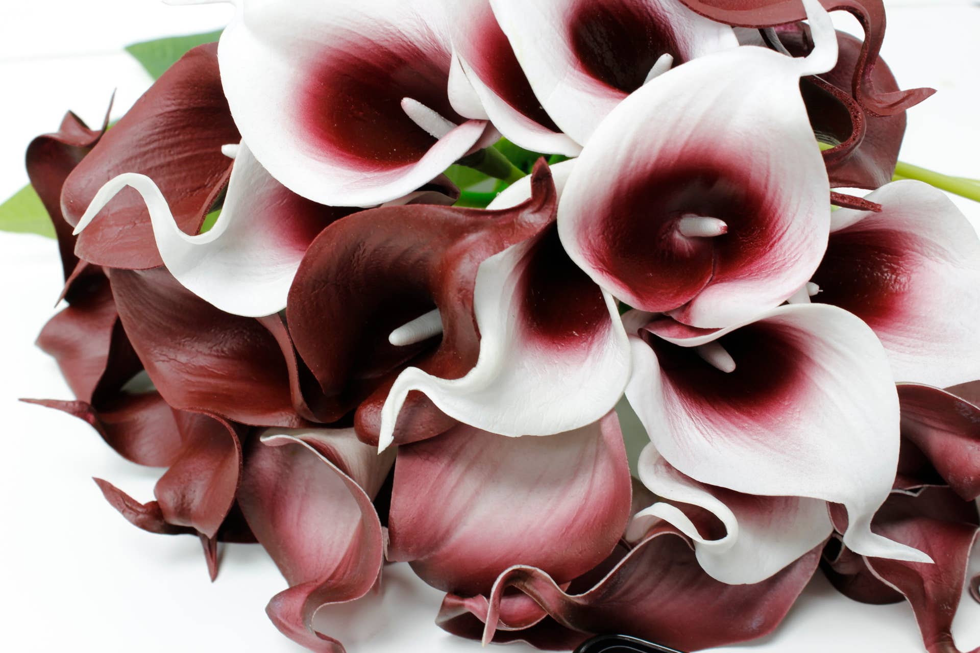 Angel Isabella - Wholesale Artificial Flowers - 10-stem real touch calla lily-Red burgundy color palette2