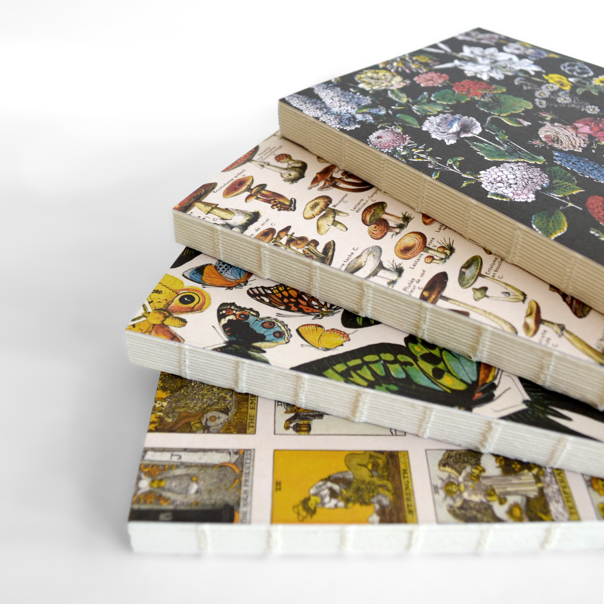 Curious Prints - Venta al por mayor Cuadernos - Cuaderno Vintage de Encuadernación Copta con Diseño de Hongos en Tono Tan5