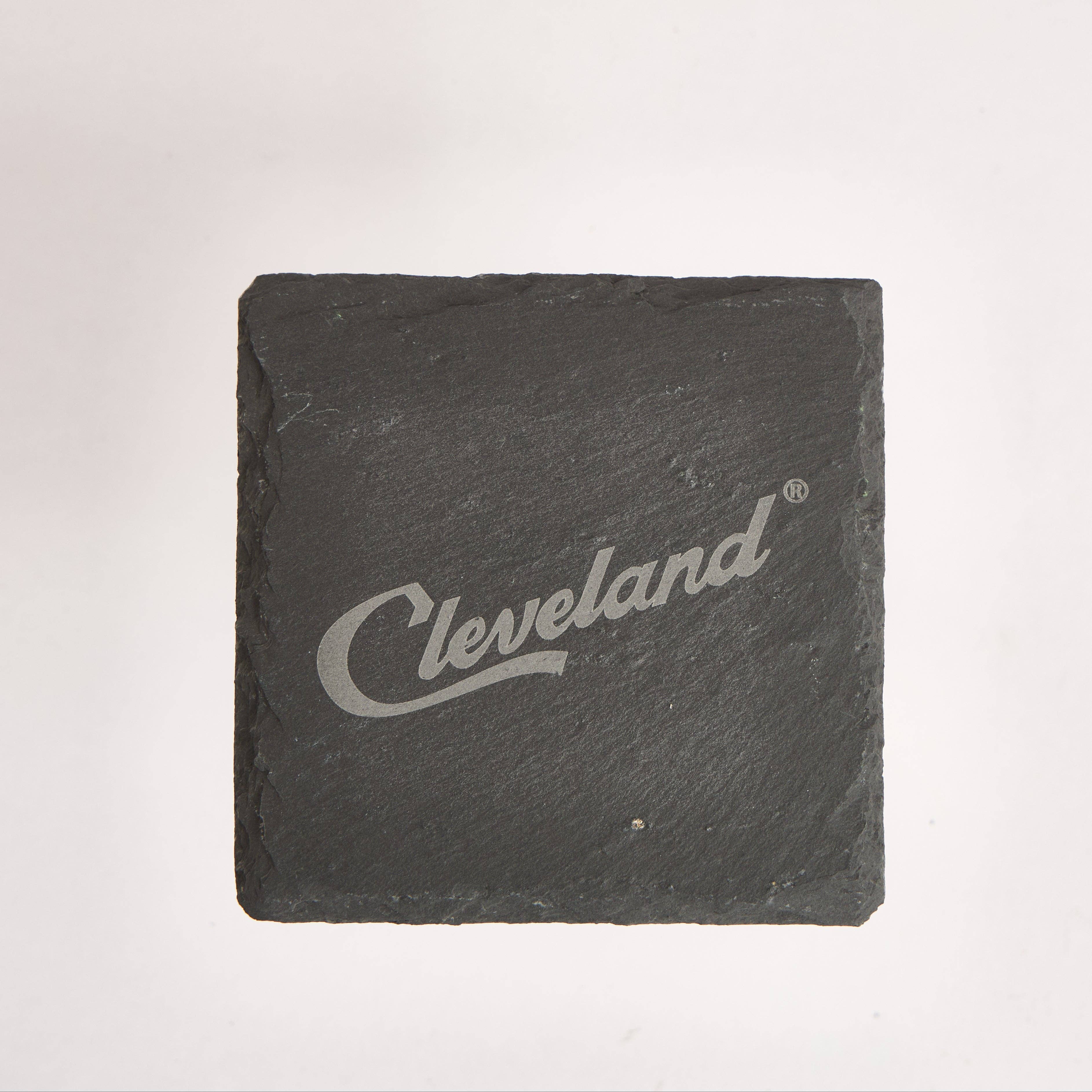 Sparkle Being – wholesale Coasters – Cleveland Slate Coaster – 4-Inch Engraved Drink Coaster | Round or Square Natural Stone | Cleveland Souvenir Gift1