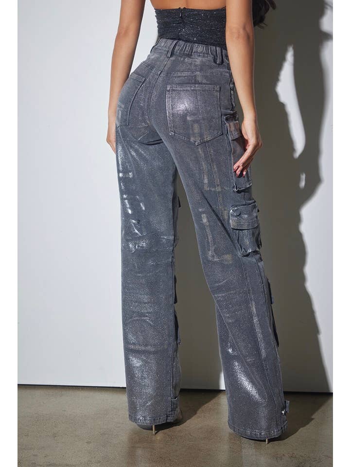 WFFS - Wholesale Jeans - Women's - Metallic Chic Cargo Pants5