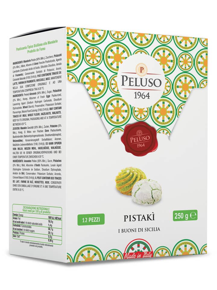 Pâtes d'amande siciliennes artisanales à la pistache pour la vente par DOLCI PELUSO SRL