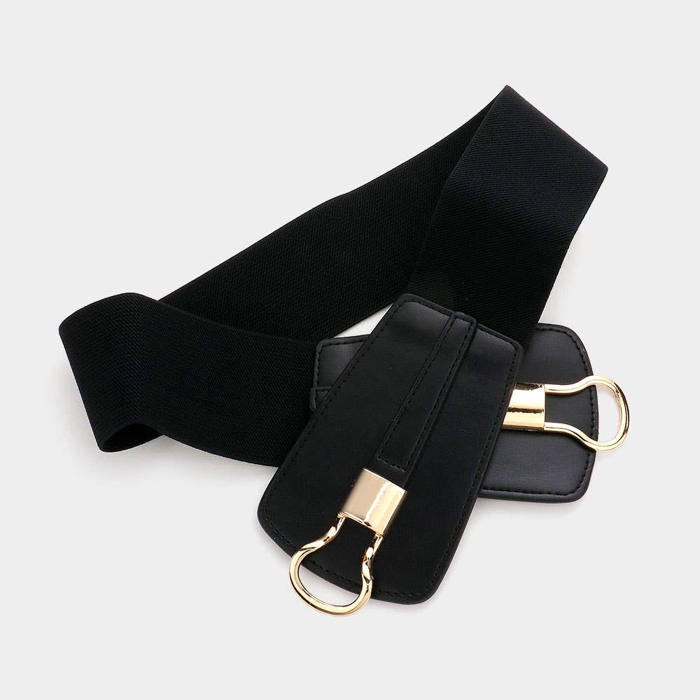 Sensibling Corp. - Venta al por mayor Cinturón - Mujer - Cinturón ancho elástico con hebilla metálica y detalle de cuero sintético17