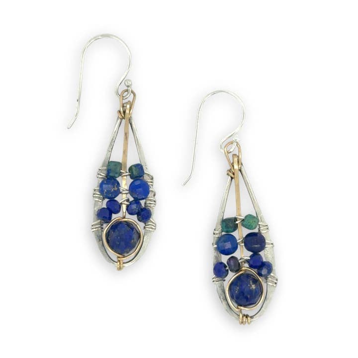 Azurite Drop Earrings E84849 for wholesale by Art by any Means Jewelry