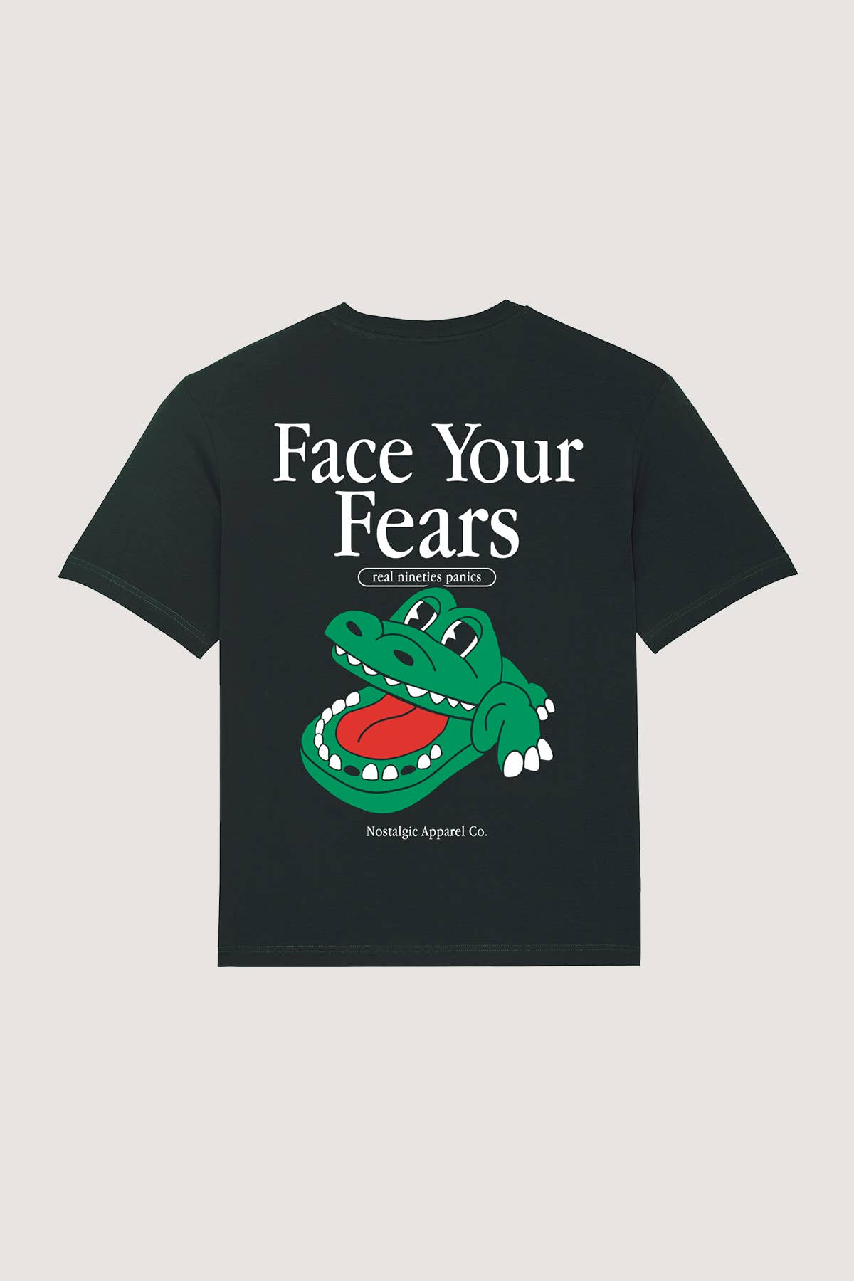 Nostalgic Apparel – Großhandel T-Shirt mit Siebdruck – Unisex – Face Your Fears | Schwarzes T-Shirt