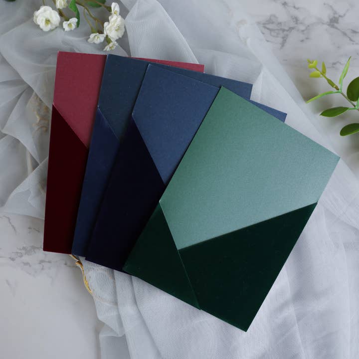 Velvet Invitation Pocket Wrap for wholesale by Ocular Kraft