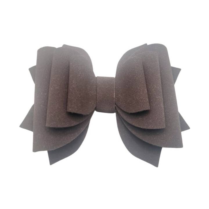 Brown Suede Hair Bow for wholesale by Kofi Kreations
