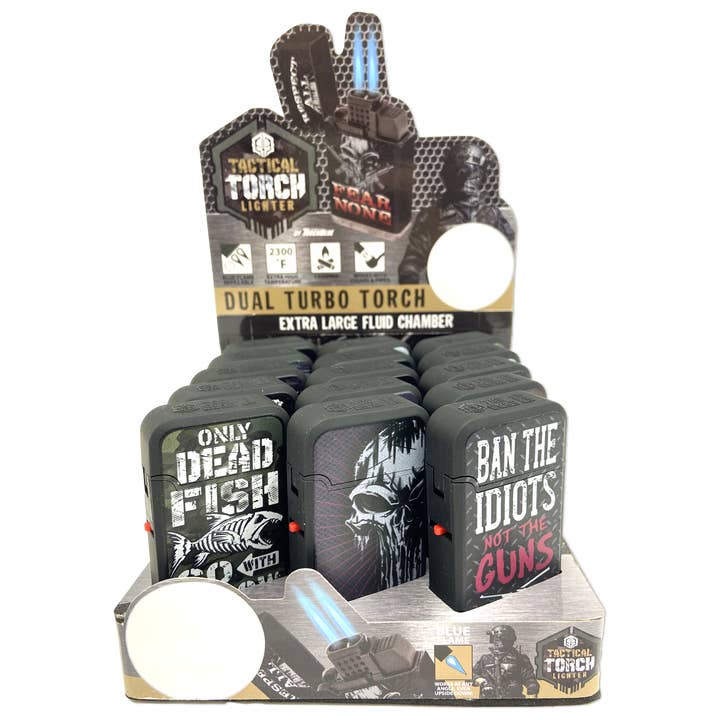 Novelty Brands - Wholesale Lighter - Tac Gear Dual Torch Lighter Patriot Assortment- 15/Display