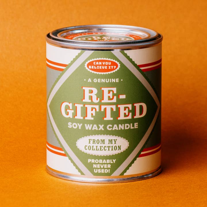 Re-Gifted Paint Can | Funny Christmas Holiday Candle for wholesale by Whiskey River Soap Co.