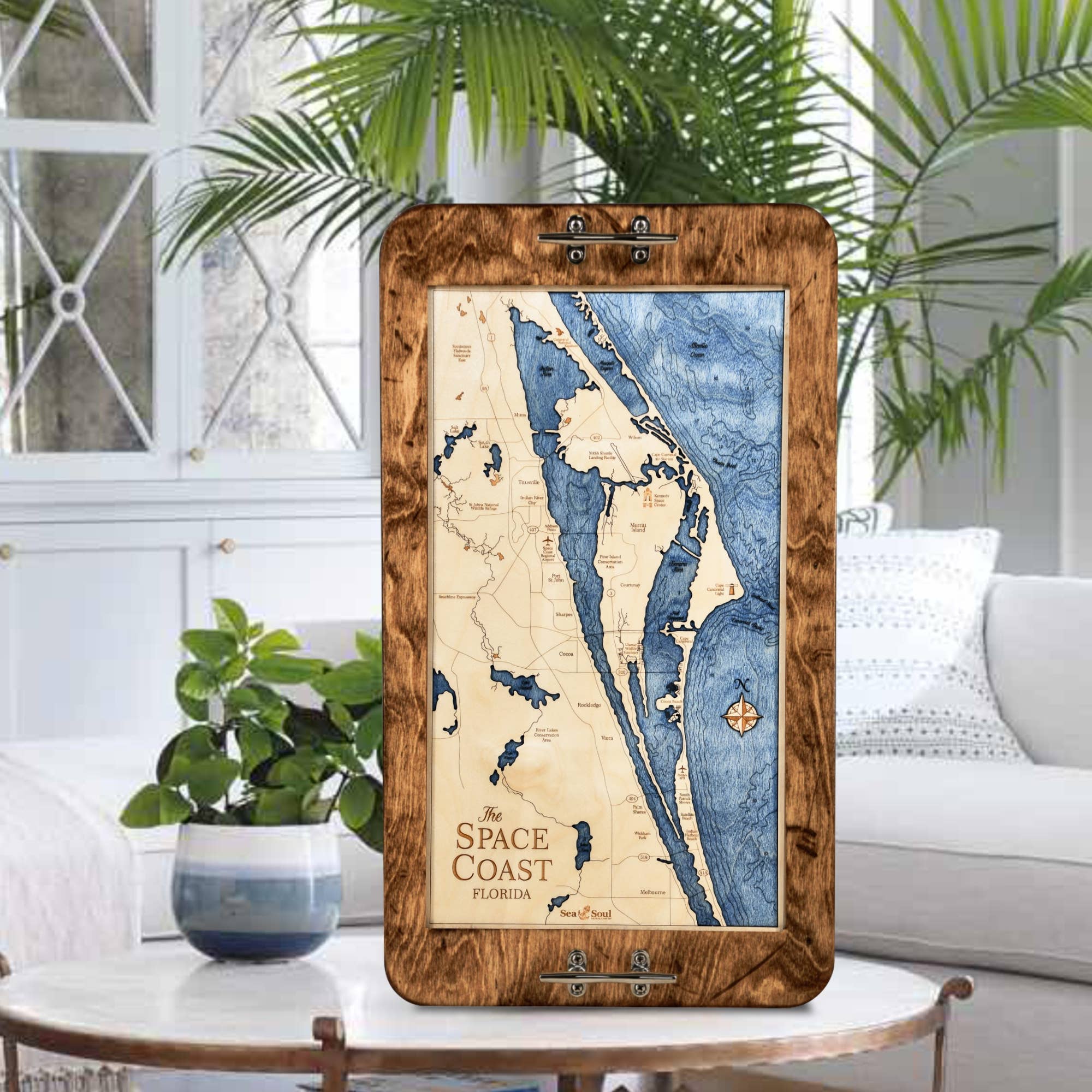 Sea & Soul Nautical Chart Art – Großhandel Serviertabletts – Küsten-Florida Nautische 3D-Holzkarte Serviertablett & Wandkunst29